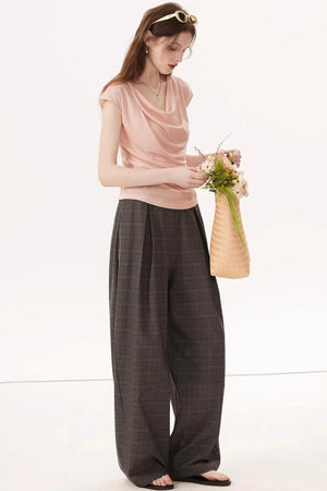 High-Elasticity Draped Knit Top