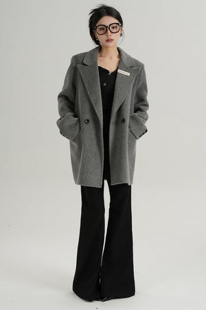 High-End Black Wool Tweed Jacket