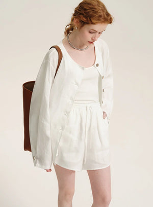 High-End Ramie Sunscreen Shirt Set