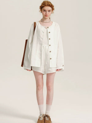 High-End Ramie Sunscreen Shirt Set