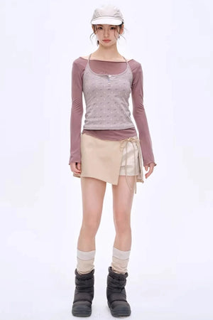 High-Gloss Two-Tone Slouch Socks