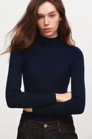 High Neck Knitted Sweater Top