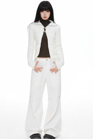 High Neck Slim Sweater Jacket