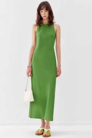 High-Slit Green Dress