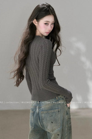 High-Stretch Lace-Up Knit Top