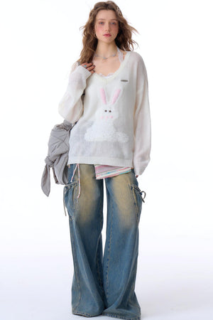 High-Waist Cargo Wide Pants