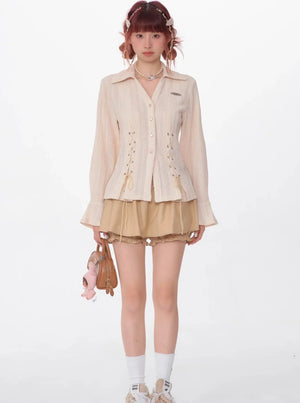High-Waist Fungus A-Line Skirt Shorts