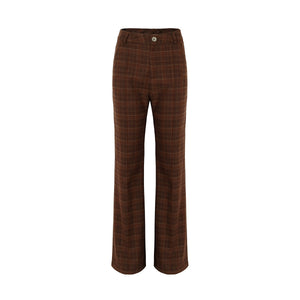 High Waist Plaid Long Pants