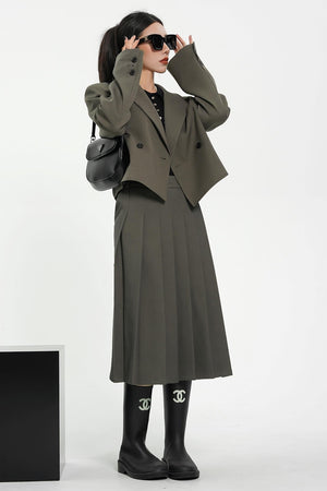 High-Waisted A-Line Pleated Skirt