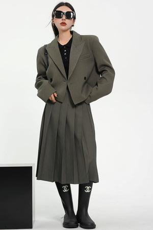 High-Waisted A-Line Pleated Skirt
