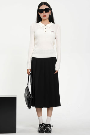 High-Waisted A-Line Pleated Skirt