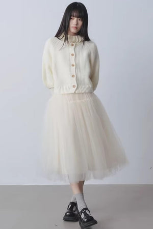 High-Waisted Beige Tutu Skirt