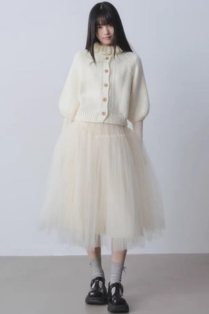 High-Waisted Beige Tutu Skirt