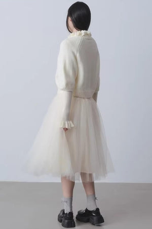 High-Waisted Beige Tutu Skirt