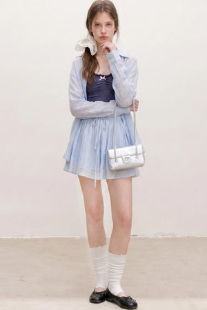 High-Waisted Camisole Shirt Skirt Set-Up