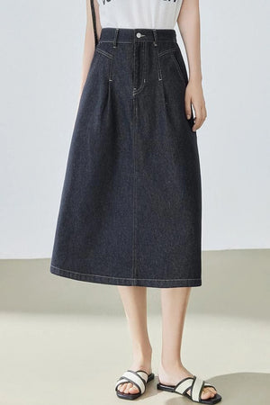 High-Waisted Denim Bustier Skirt