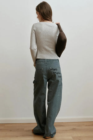 High-Waisted Embroidered Pants