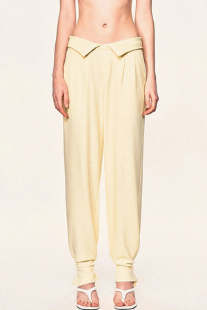 High-Waisted Fold-Over Waist Knit Pants