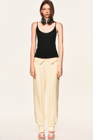 High-Waisted Fold-Over Waist Knit Pants