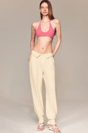 High-Waisted Fold-Over Waist Knit Pants