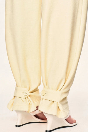 High-Waisted Fold-Over Waist Knit Pants