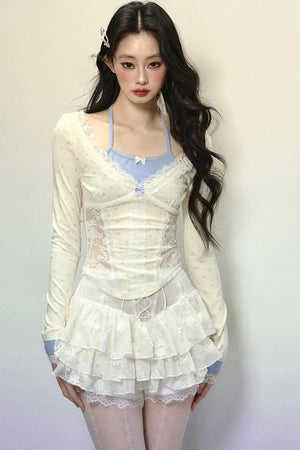 High-Waisted Jacquard Short Skirt