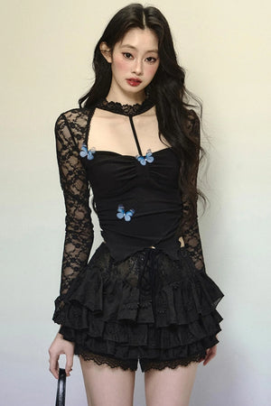 High-Waisted Jacquard Short Skirt