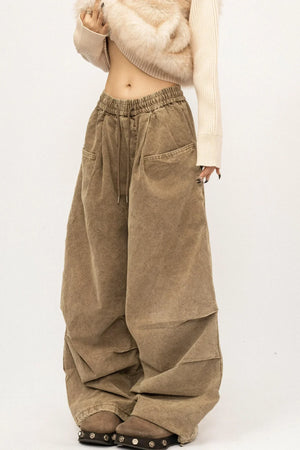 High-Waisted Khaki Wide-Leg Pants