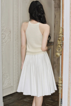 High-Waisted Pleated A-Line Skirt