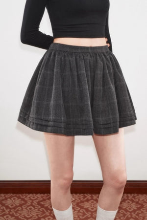 High-Waisted Pleated Puffy A-Line Skirt Set-Up