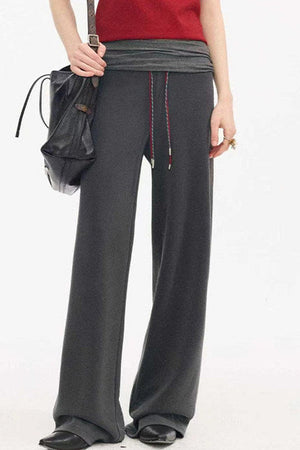 High-Waisted Slim Casual Pants