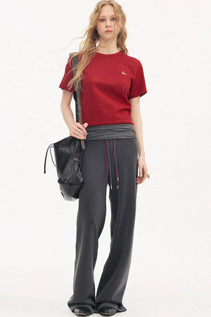 High-Waisted Slim Casual Pants