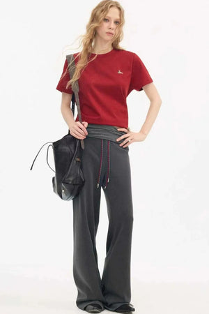 High-Waisted Slim Casual Pants