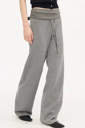 High-Waisted Slim Casual Pants