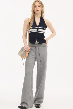 High-Waisted Slim Casual Pants