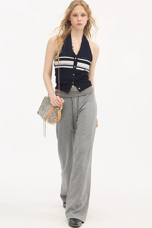 High-Waisted Slim Casual Pants