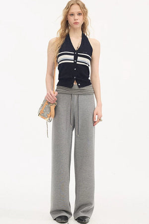 High-Waisted Slim Casual Pants
