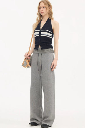 High-Waisted Slim Casual Pants