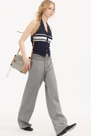 High-Waisted Slim Casual Pants