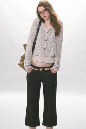 High-Waisted Straight-Leg Washed Jeans