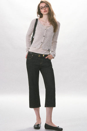 High-Waisted Straight-Leg Washed Jeans
