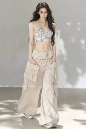 High-Waisted Straight-Leg Workwear Wide-Leg Pants and Top Set