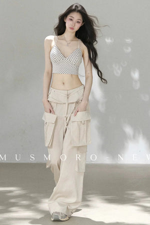 High-Waisted Straight-Leg Workwear Wide-Leg Pants and Top Set