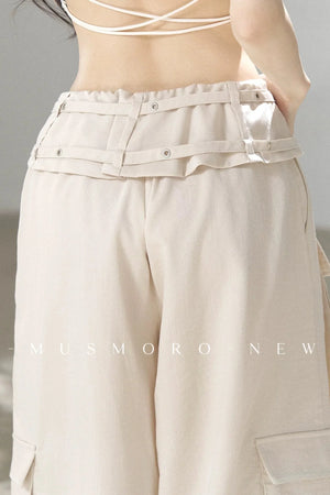 High-Waisted Straight-Leg Workwear Wide-Leg Pants and Top Set