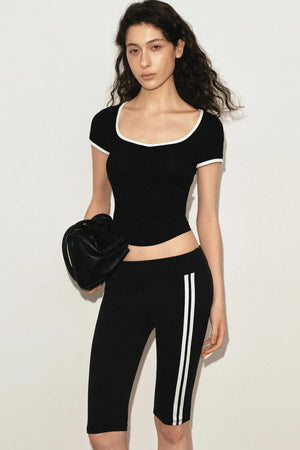 High-Waisted Striped Casual Shorts