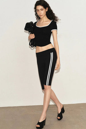 High-Waisted Striped Casual Shorts