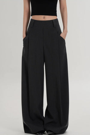 High-Waisted Striped Wide-Leg Pants