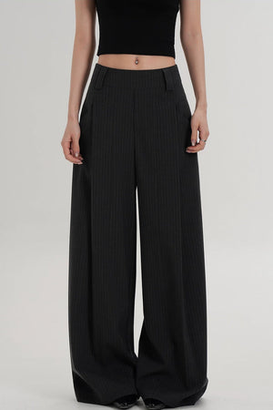 High-Waisted Striped Wide-Leg Pants