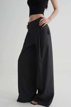 High-Waisted Striped Wide-Leg Pants