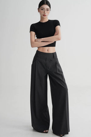 High-Waisted Striped Wide-Leg Pants